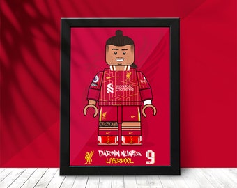 Darwin Nunez, Liverpool, Illustration, Brick Design, Soccer Player, Football Player, Poster, Digital Download