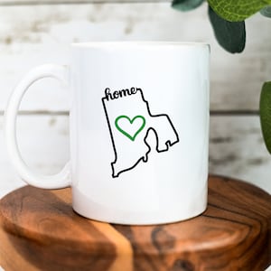 Taza &quot;Orgullo Estatal: Rhode Island&quot; - El hogar es donde está el corazón, amante del café, regalo de inauguración