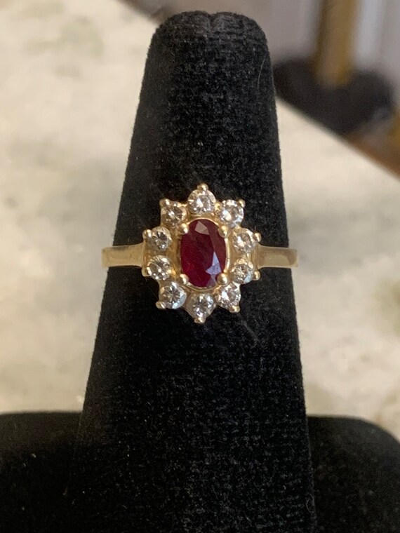 14k Gold Ruby Diamond Ring