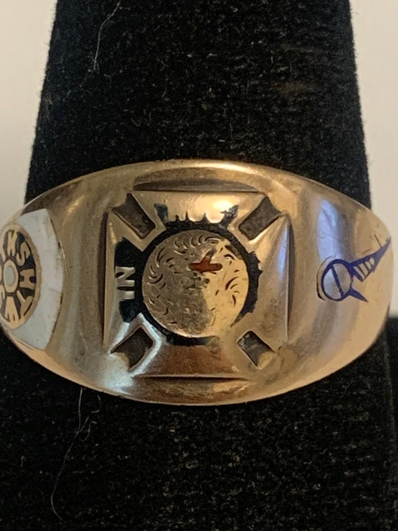 14k Gold Masonic York Rite Knights Templar Ring A… - image 1