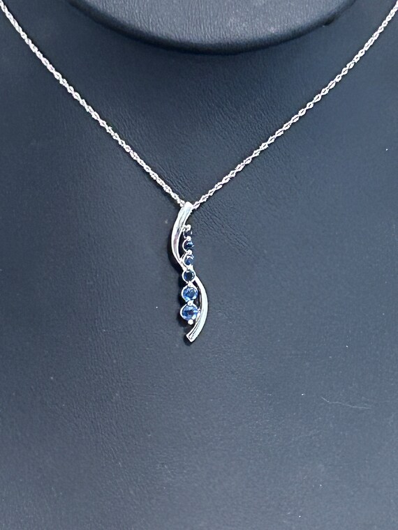 10k White Gold Sapphire Necklace 18”