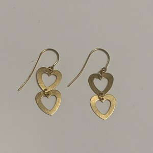 14k Heart Dangle Drop Earrings French Hook