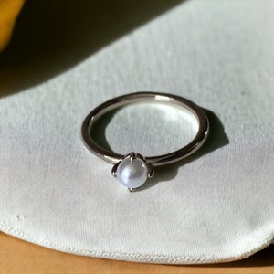 Dainty Pearl Ring | Imitation Pearl Round Ring | Promise Ring | Stackable Rings | Single Pearl Silver Ring | Gold Promise Ring with a Pearl
