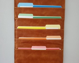 Leather wall organizer, Leather Pocket Organizer, mail organizer, file organizers, paper organizer, Room Organizer, wall office organizer