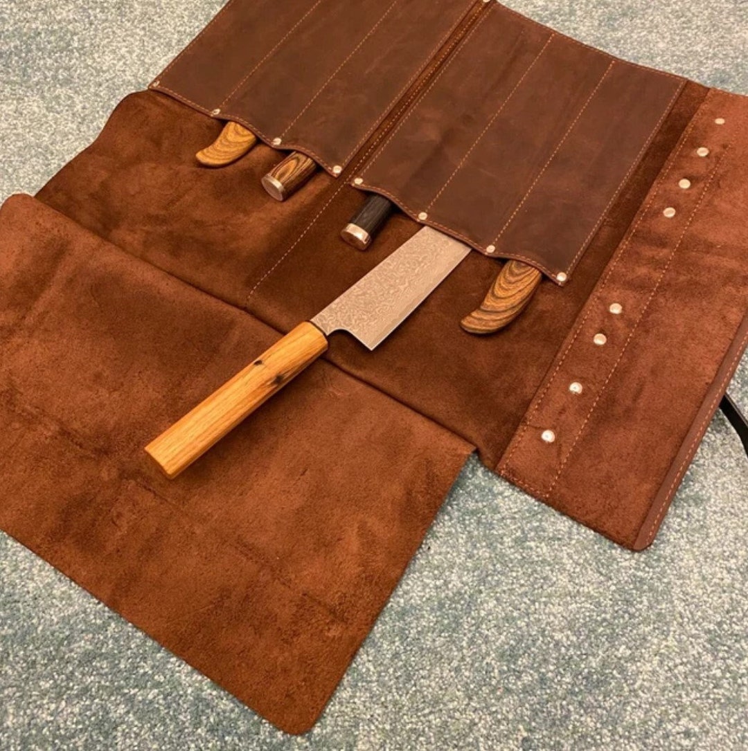 Personalized Leather Knife Roll, Chef Knife Roll Bag, Wood Carving Tool