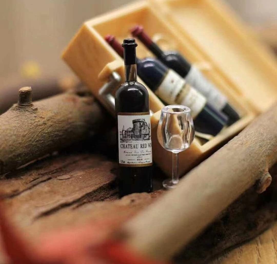 Mini Red Wine Bottle Set and Cup Wine Glass Goblet for Doll Etsy