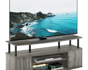 JAYA Large Entertainment Stand for TVs Up to 55 Inch, French Oak Grey/Black.