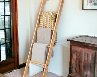 Wooden Blanket Ladder - Quilt Ladder for Bedroom | Wood Ladder Decor | Decorative Ladder for Blankets - Easy to Assemble | Wooden Ladder