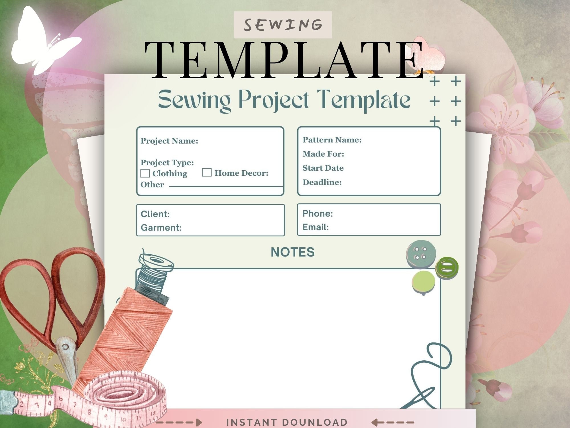 Printable Sewing Planner, Sewing Project Organizer, DIY Sewing Journal
