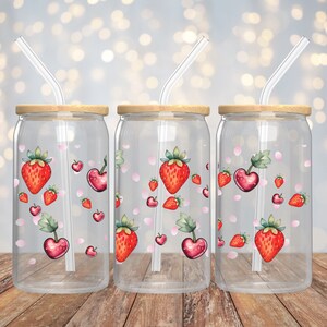 Erdbeere - Dose Glasbecher - Digitaldruck 16oz Glasdose wickeln - DIGITALDRUCK