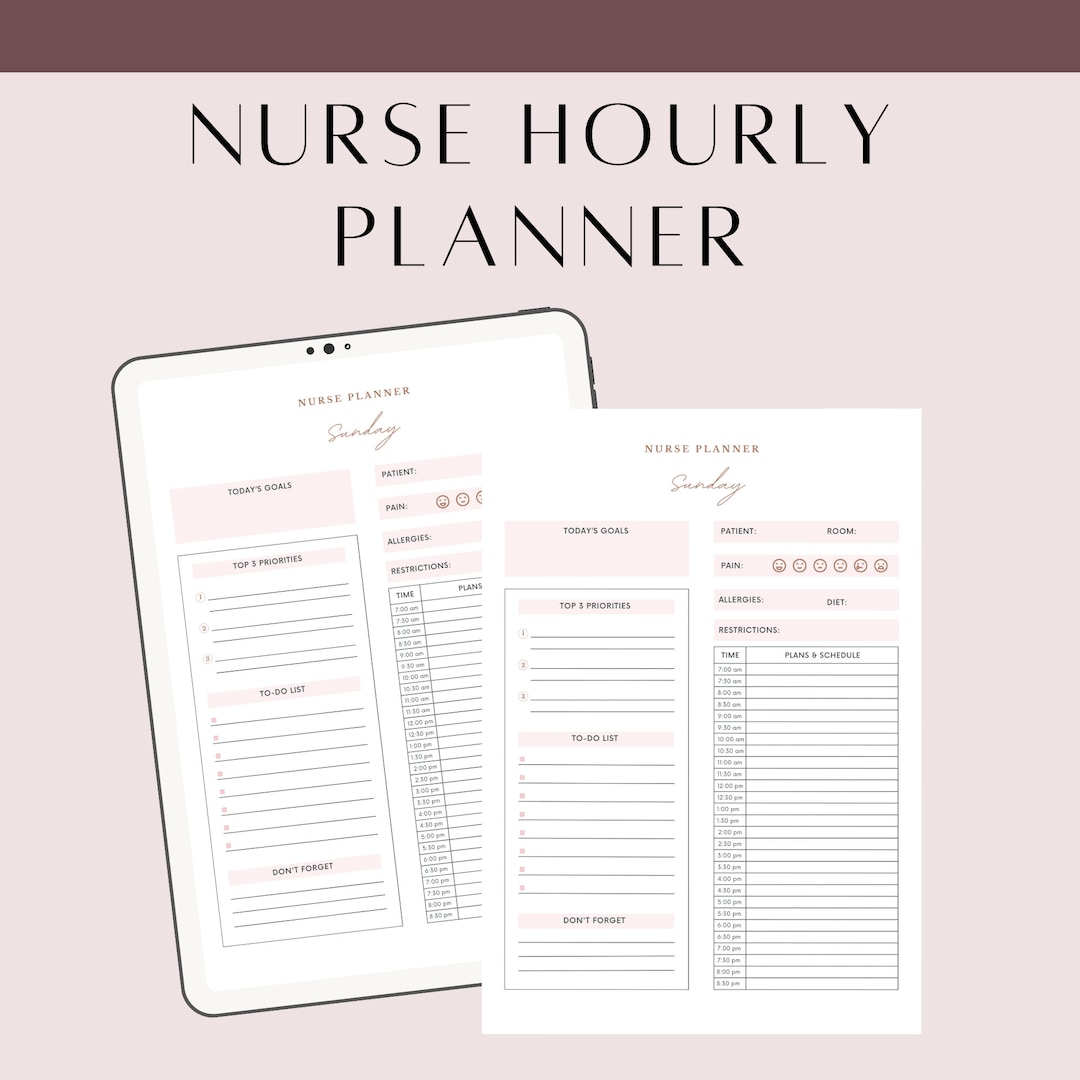 Nurse Planner | Nurse Digital Planner | With Hourly Rounding and ...