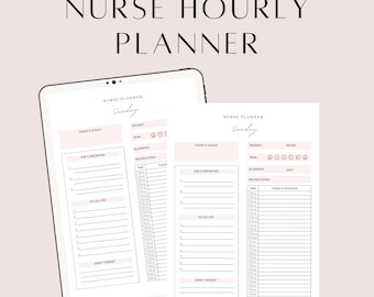 Planificateur d’infirmières | Planificateur numérique d’infirmière | Avec arrondi horaire et graphiques | Cerveau d’infirmière en soins intensifs | Feuille de rapport de l'infirmière icu | Liste de contrôle de l'infirmière