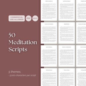 50 Guided Meditation Scripts for Coaches, Mindfulness Chakra Balancing and Spiritual Exploration PDFs, Editable DOCX for Yoga Teachers