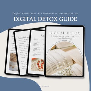 Digital Detox Guide | Reduce Screen Time, Improve Focus, Mindfulness & Wellbeing | eBook + Editable Canva PLR Template for Mindful Coaches