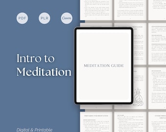 Meditation Guide for Beginners, 48-Page Mindfulness Techniques and Daily Routines eBook, Editable Canva Template for Coaches & Therapists
