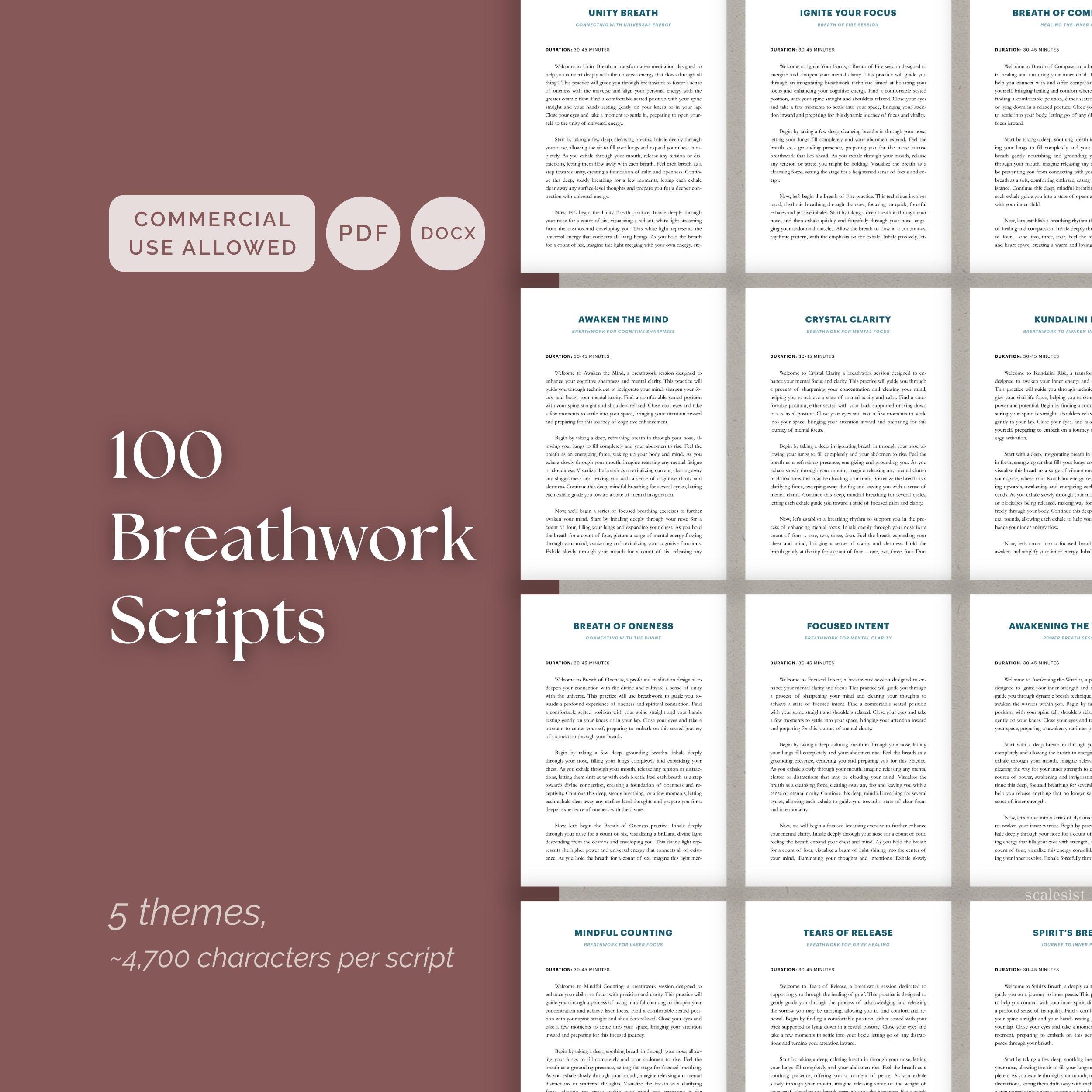 Healers Script 100 Breathwork Scripts for Coaches, Guided Relaxation Healing and Focus ...