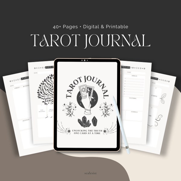 Tarot Journal • Digital Tarot Workbook (Spreads + Reading Prompts) + 45-Page eBook • Printable, Compatible with Annotation Apps • Scalesist