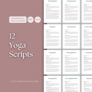 12 Yoga Scripts PLR for Yoga Teachers, Guided Sequences PDF for Relaxation Strength Flexibility and Stress Relief, Editable DOCX for Coaches
