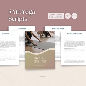 5 Yin Yoga Scripts for Yoga Teachers, Guided Restorative Sequences PDF for Deep Calm and Nervous System Support, Editable DOCX