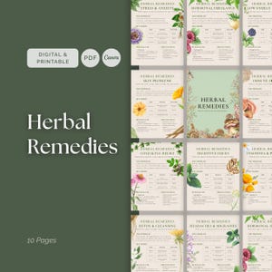 Herbal Remedies Guide: Natural Healing Printable Pages (Printable PDF + Canva Template)
