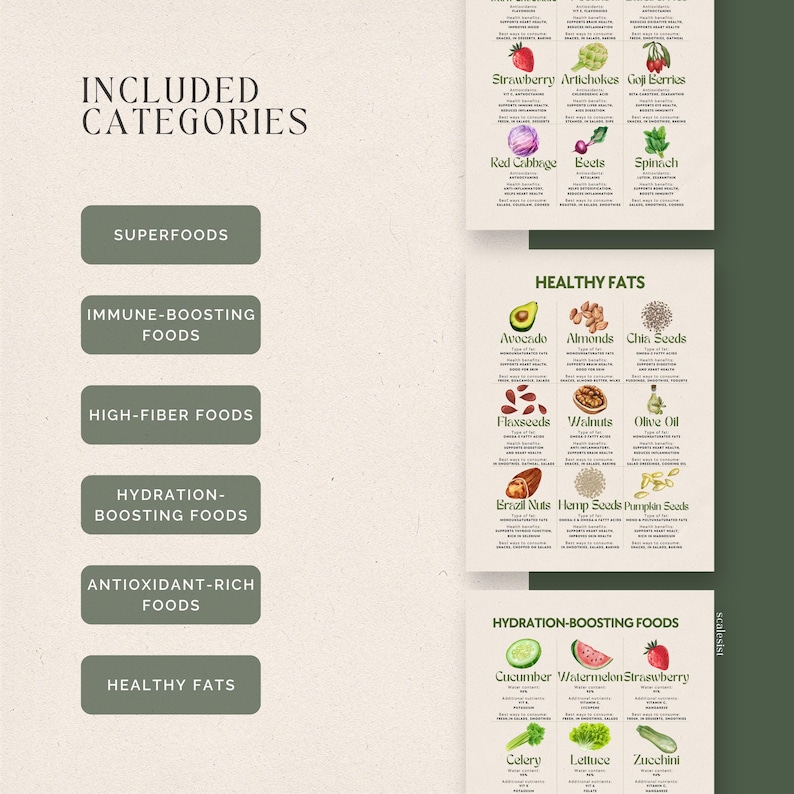 6 Nutrition Infographics, Printable PDF: Superfoods Fiber Antioxidants ...