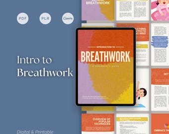 Breathwork Guide eBook for Coaches, 34-Page Mindful Healing and Stress Relief PDF, Editable Canva Template for Wellness Practitioners