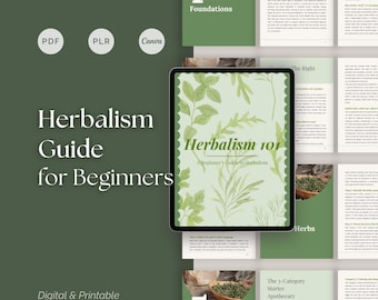 Herbalism Guide for Beginners, 73-Page Herbal Medicine PLR eBook, Editable Canva Template for Holistic Coaches and Wellness Practitioners