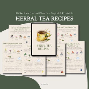 Herbal Tea Recipes, 20 Health-Boosting Blends • Mindful Holistic Herbalist Tool • Natural Wellness Guide • Instant Download + Canva Template