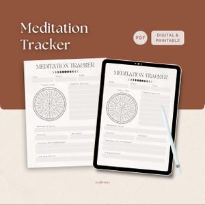 Meditation Tracker Printable PDF, Daily Mindfulness Log for Reflection and Progress, Letter A4 A5 Instant Download