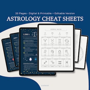 Astrology Cheat Sheets + Zodiac Signs Guide • Printable PDF and Editable Canva Template • Beginner Astrology Reference, Digital Download
