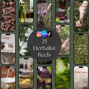 25 Herbalist Instagram Reels Editable in Canva, Herbal Wellness Videos for Instagram TikTok, Social Media Pack for Naturopaths & Coaches