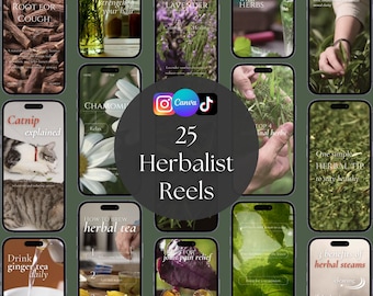 25 Herbalist Instagram Reels Editable in Canva, Herbal Wellness Videos for Instagram TikTok, Social Media Pack for Naturopaths & Coaches