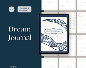 Dream Journal Printable PDF, Monthly Dream Diary for Interpretation & Subconscious Exploration, Reusable Digital Journal for Self-Discovery