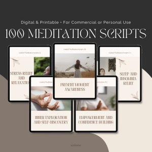 100 Guided Meditation Scripts • Mindfulness Tool, Digital & Printable • For Commercial or Personal Use • Meditation Resources • Scalesist