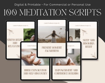 100 Guided Meditation Scripts • Mindfulness Tool, Digital & Printable • For Commercial or Personal Use • Meditation Resources • Scalesist