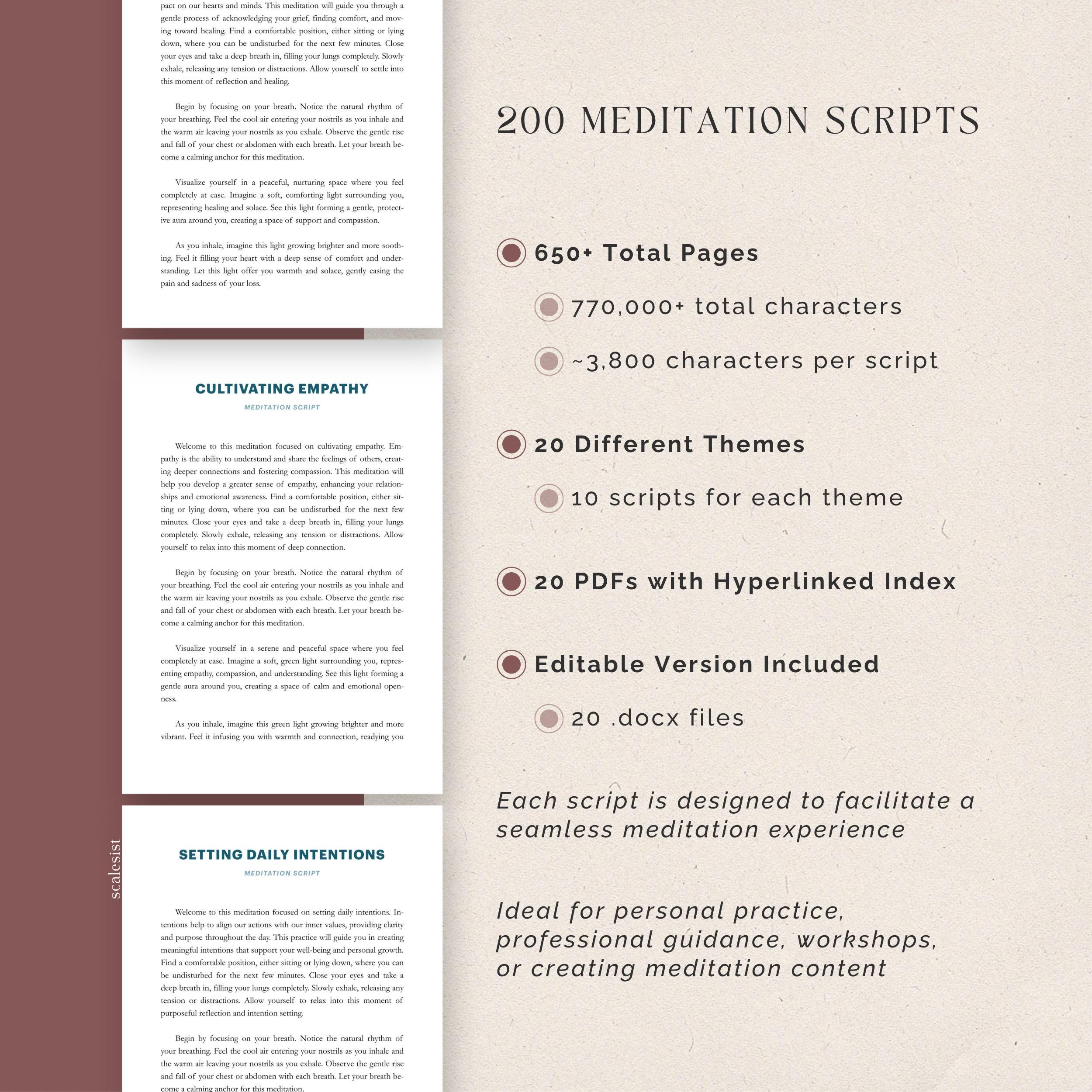 200 Meditation Scripts for Coaches, Guided Mindfulness Anxiety Relief ...