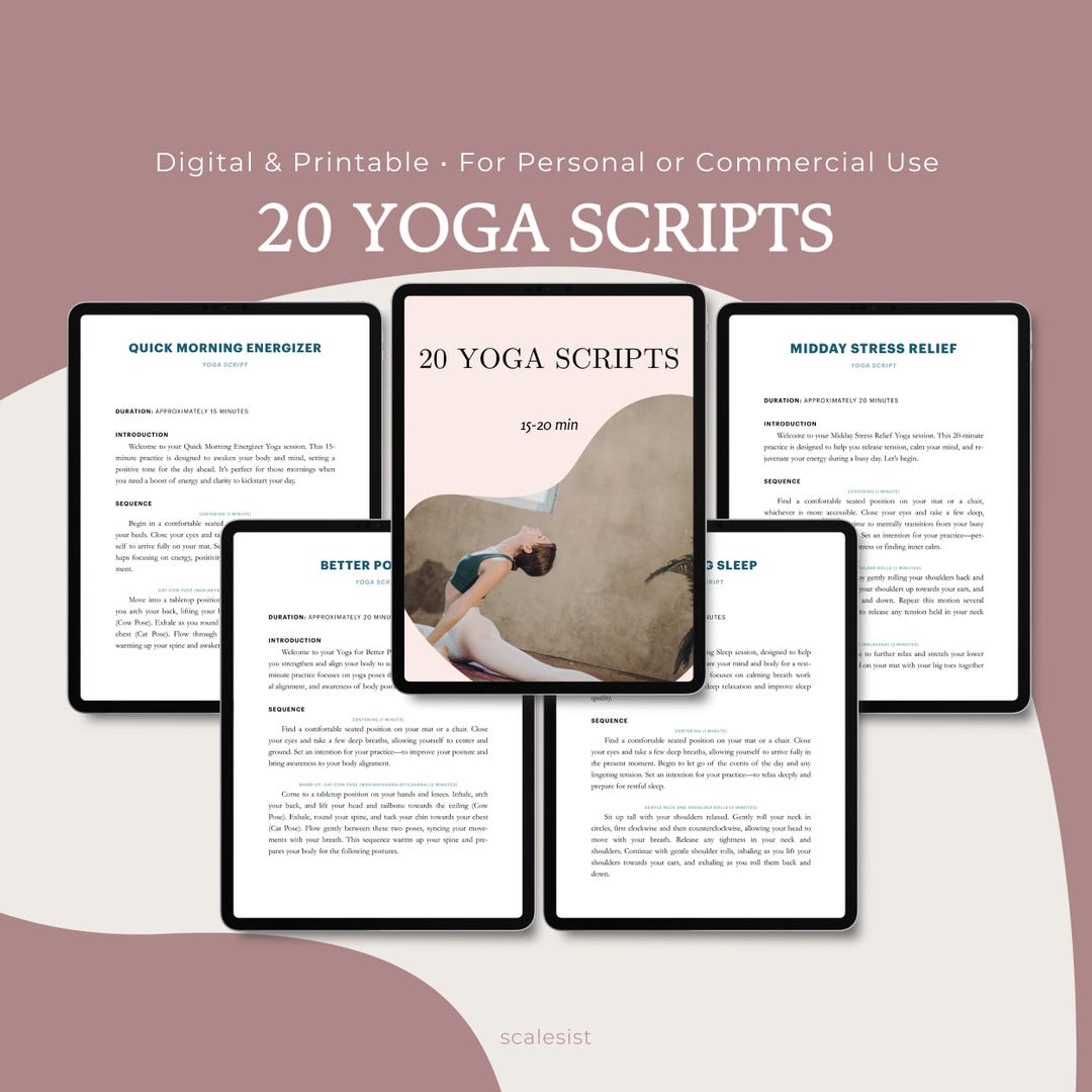 20 Guided Yoga Scripts for Instructors and Personal Practice • Editable ...