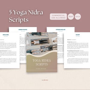 5 Yoga Nidra Scripts for Yoga Teachers, Guided Meditation PDFs for Sleep Stress Relief and Healing, Editable DOCX PLR Wellness Coaches