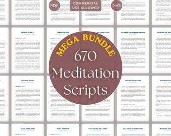 670 Meditation & Breathwork Scripts Mega Bundle, The Ultimate Script Library for Coaches, Therapists and Wellness Professionals (PDF)