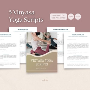 5 Vinyasa Yoga Scripts for Yoga Teachers, Guided Flow Sequences PDF for Classes Retreats and Online Content, Editable DOCX for Instructors