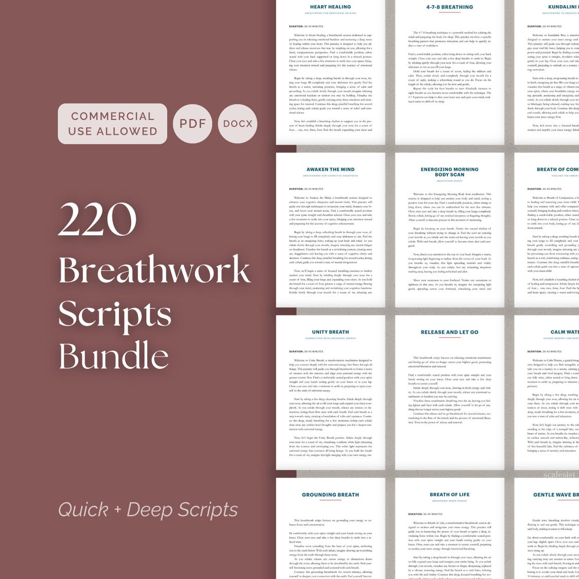 Breathwork Scripts Bundle for Coaches, 220 Long and Short Guided ...