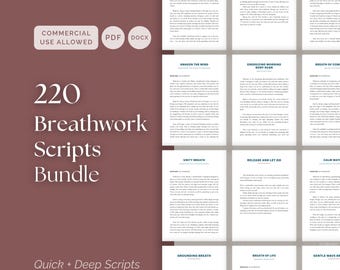 Breathwork Scripts Bundle for Coaches, 220 Long and Short Guided Sessions PDF & Editable DOCX for Therapy Yoga and Wellness, Commercial Use