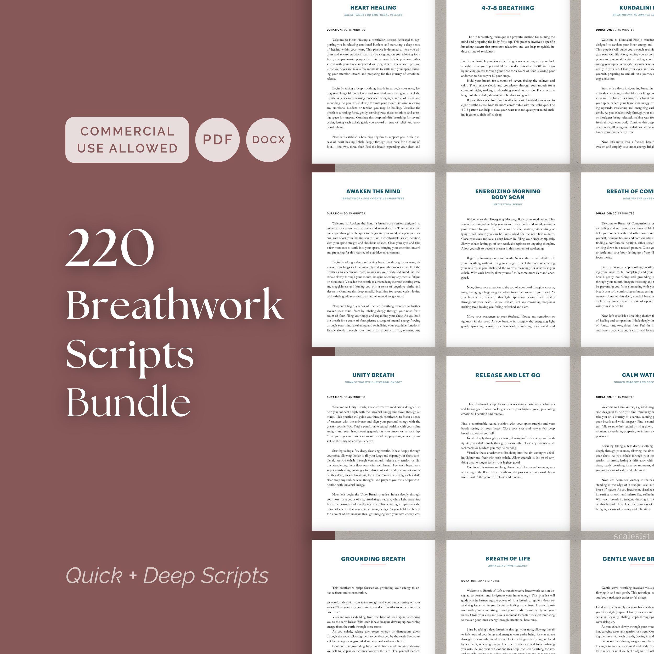 Breathwork Scripts Bundle for Coaches, 220 Long and Short Guided ...