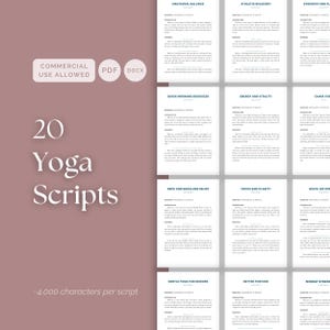 20 Yoga Scripts for Yoga Teachers, Guided Sessions for Relaxation Strength and Daily Wellness, Editable DOCX PLR for Coaches Commercial Use