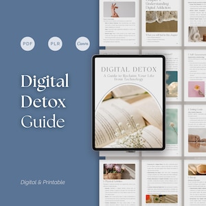 Digital Detox eBook for Coaches, Screen Time & Digital Addiction Guide with Editable Canva Template, Rebrandable Resource for Therapists