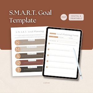 SMART Goal Template Printable PDF, 2-Page Goal Setting and Progress Tracker for Coaches and Personal Development, Instant Digital Download