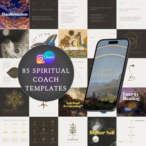 85 Spiritual Coach Instagram Templates • Canva Editable Social Media Mindful Designs for Life and Wellness Coaches, Holistic Practitioners