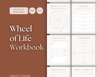 Wheel of Life Workbook PDF for Coaches, Goal Setting and Self-Discovery Printable, PLR Tool for Therapists and Life Coaches
