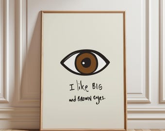 Brown Eyes Art Print, Minimalist Eye Poster, Whimsical Eye Illustration, Neutral Wall Art, Modern Minimal Wall Decor, Eye Drawing Print