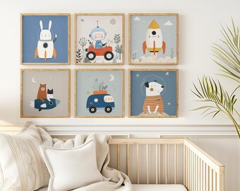 Space Nursery Wall Art Bundle 30, Outer Space Kids Room Decor,Astronaut Rocket Planet Posters, Galaxy Baby Boy Nursery Prints,Solar System